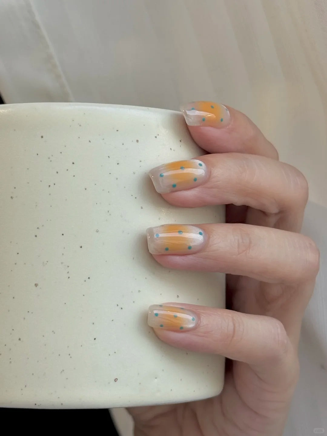 Siva Nail, Dreamy Dotted, Blue Orange Handmade Press on Nails