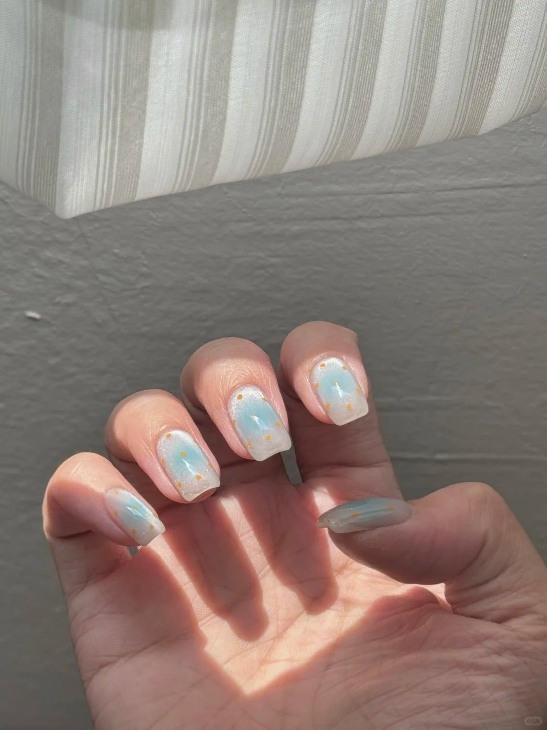 Siva Nail, Dreamy Dotted, Blue Orange Handmade Press on Nails