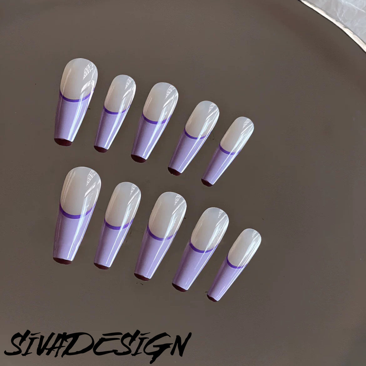 Siva Nail, Whispering Lilac (Purple), Elegant Charm, Handmade Press on Nails