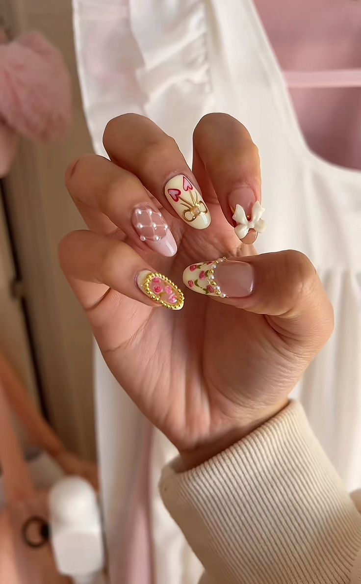 Siva Nail,Sunshine Beach Bliss,Seashell,Tropical 3D Floral Press‑On Nails