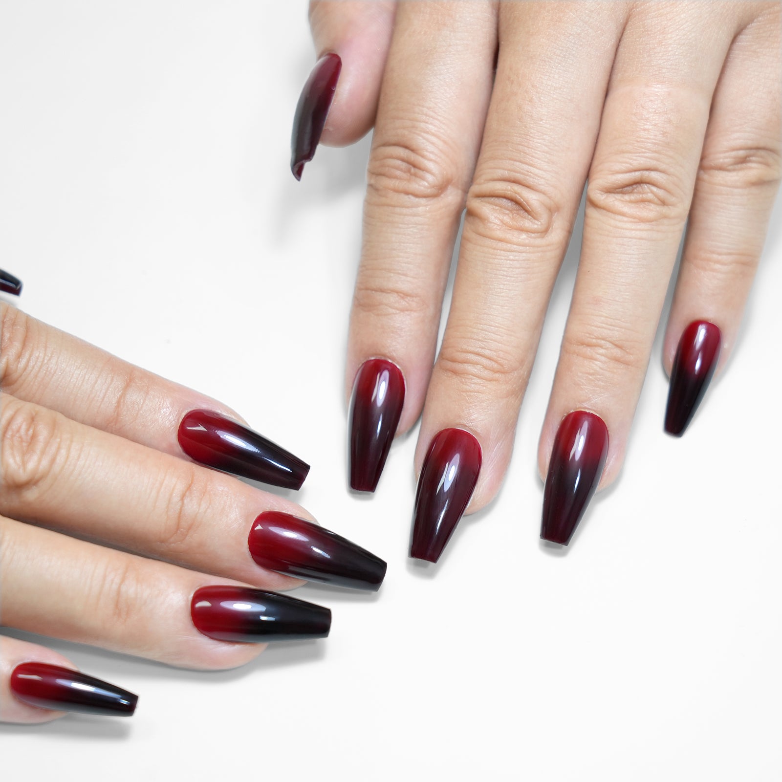 Siva Nail, Fade (Red), Simple Winter Ombre, Handmade Press on Nails