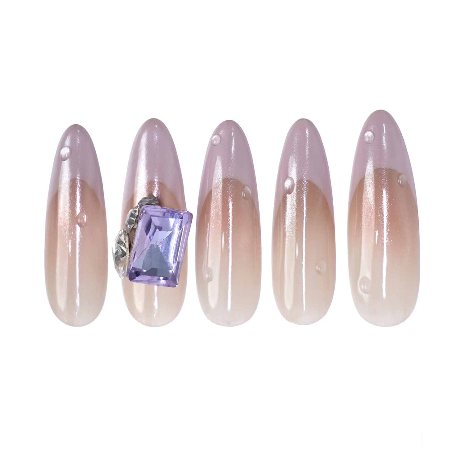 Siva Nail, Lustrous Nude, Elegant Sheer, Handmade Press on Nails