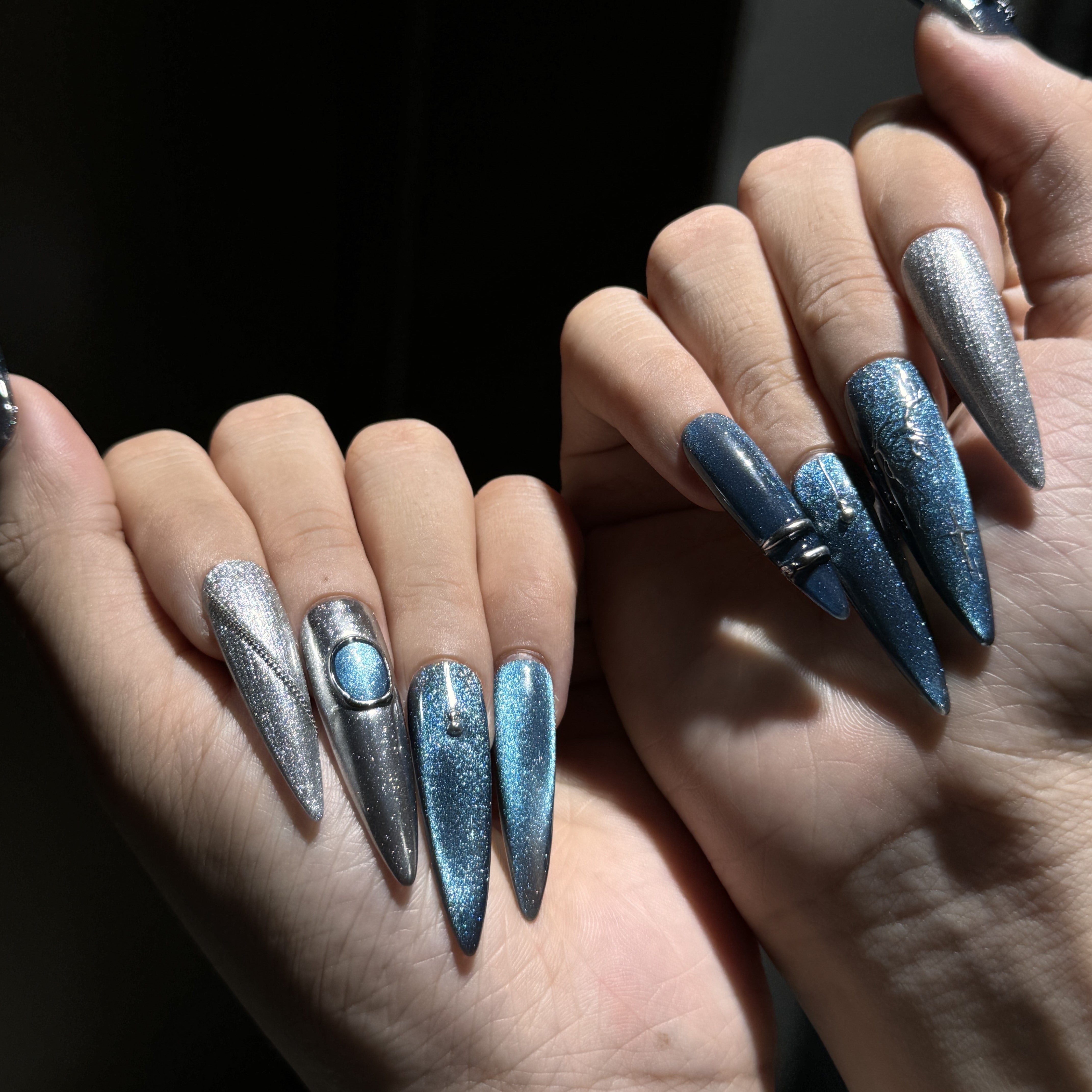 Siva Nail, Galaxy Glow, Metallic Butterfly, Handmade Press on Nails