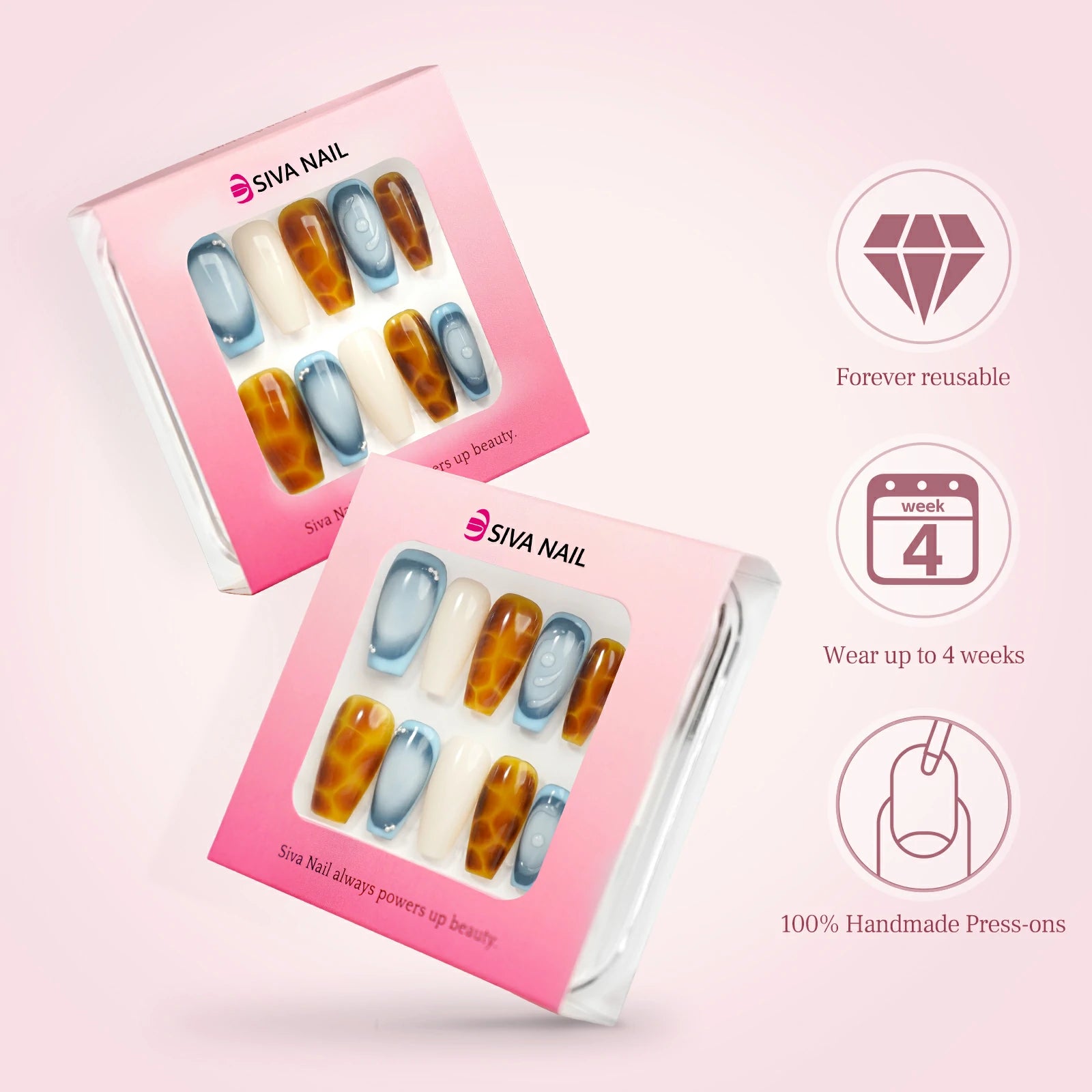 Siva Nail, Vega, Blue Ombr¡§| Press on Nails
