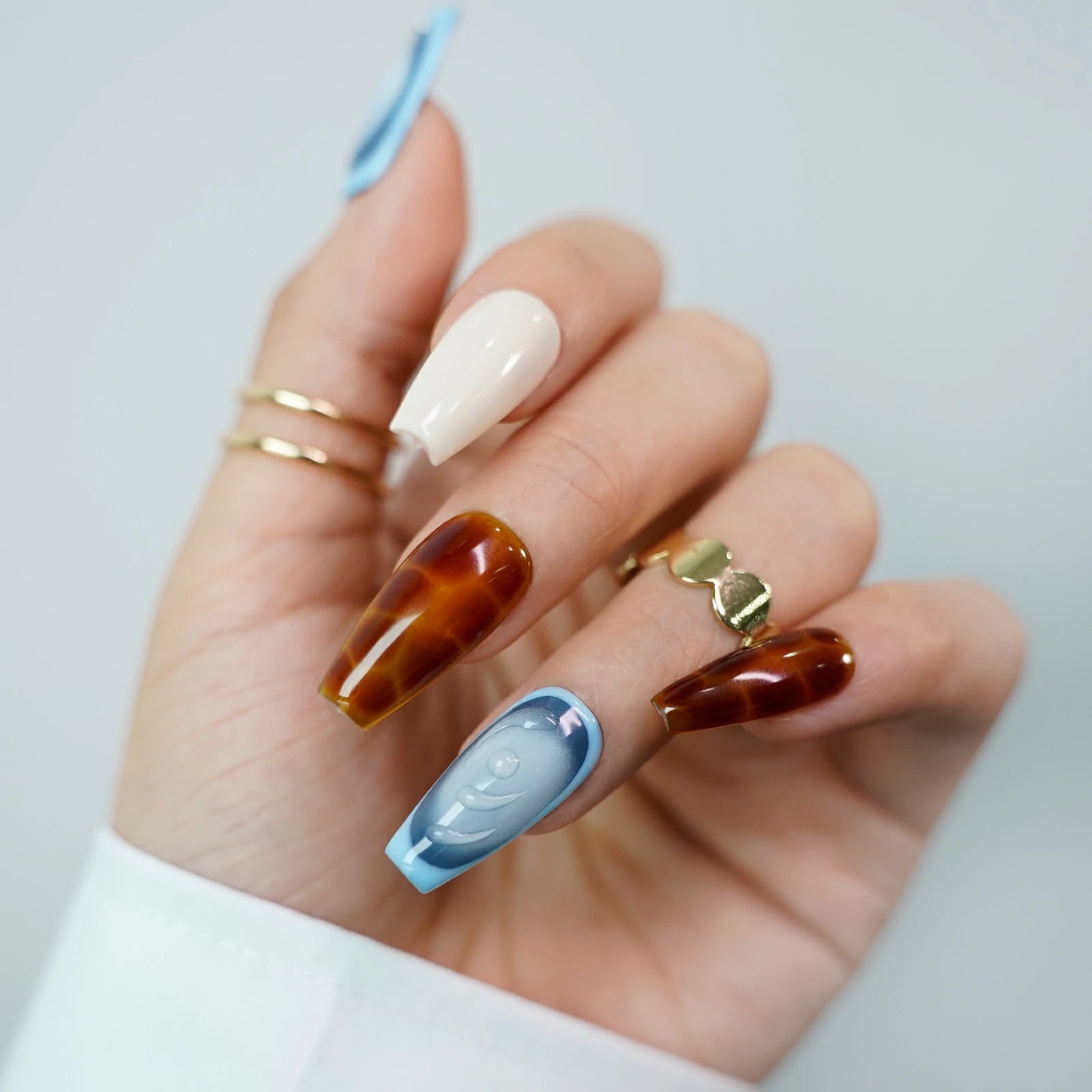 Siva Nail, Vega, Blue Ombr¡§| Press on Nails