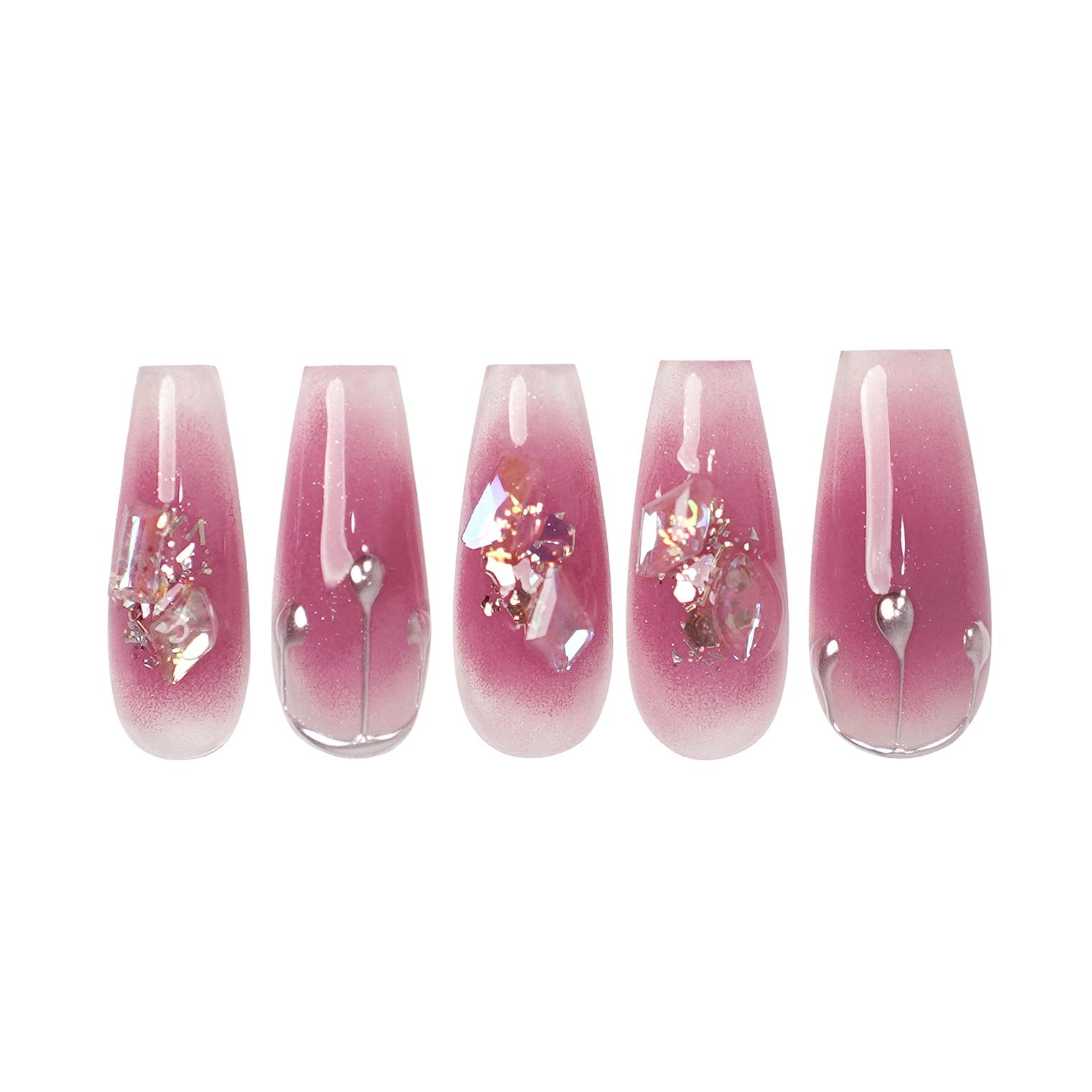 Siva Nail, Sparkling Rill, Luxury Ombre, Handmade Press on Nails