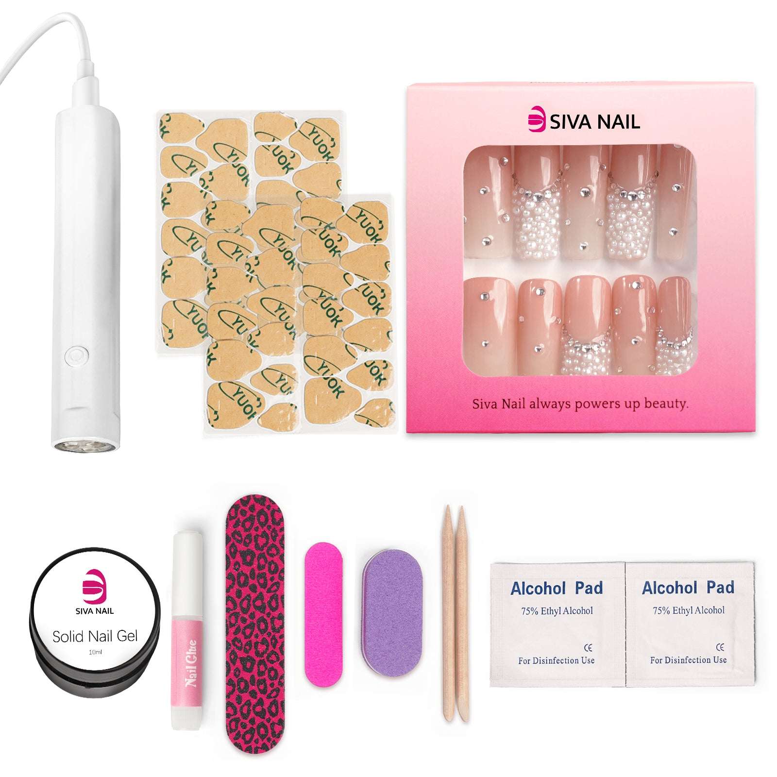 Siva Nail, Pearlescent Dreams, Radiant Glamour, Handmade Press on Nails