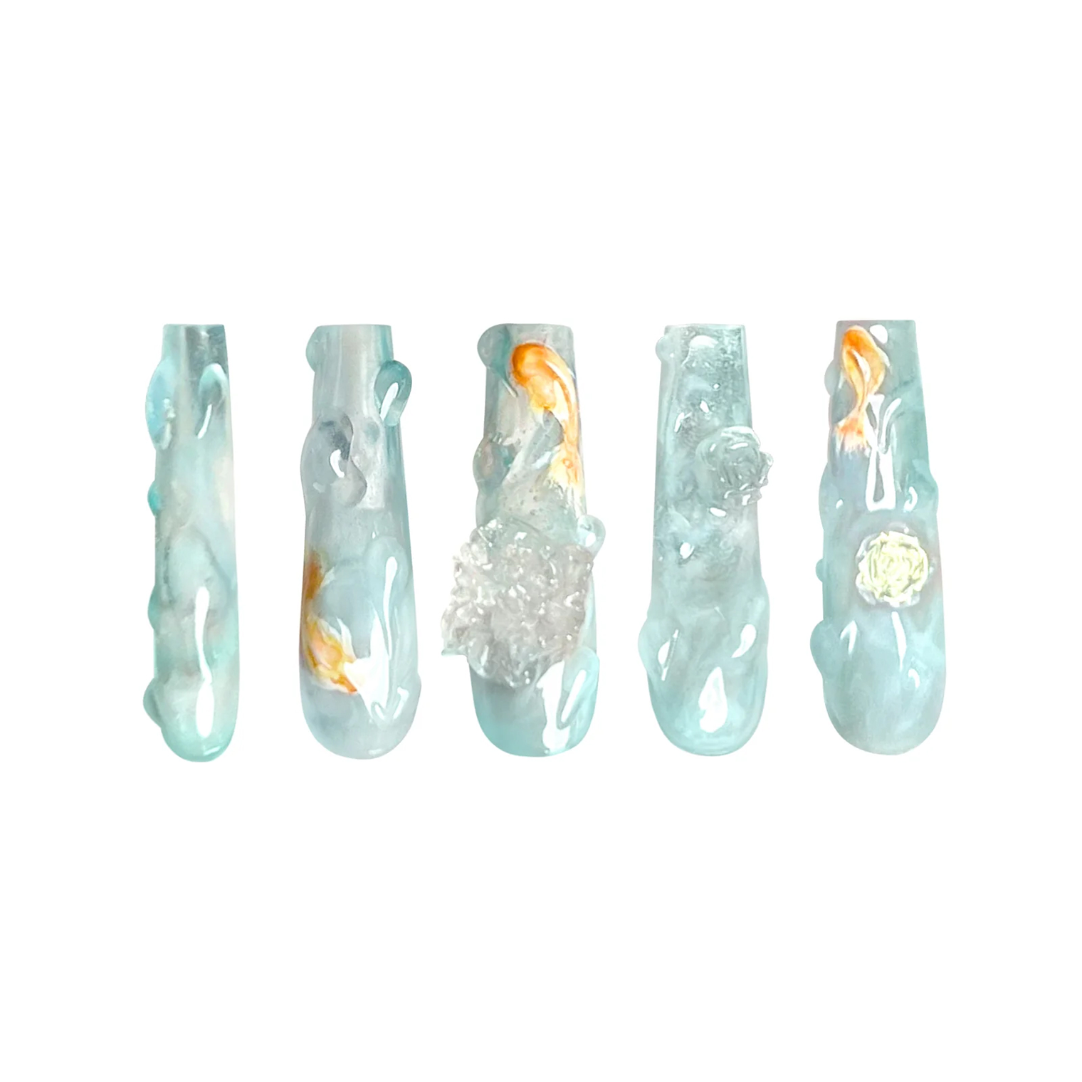 Siva Nail, Lucid Dreams, Long Stiletto Coffin, Handmade Press on Nails