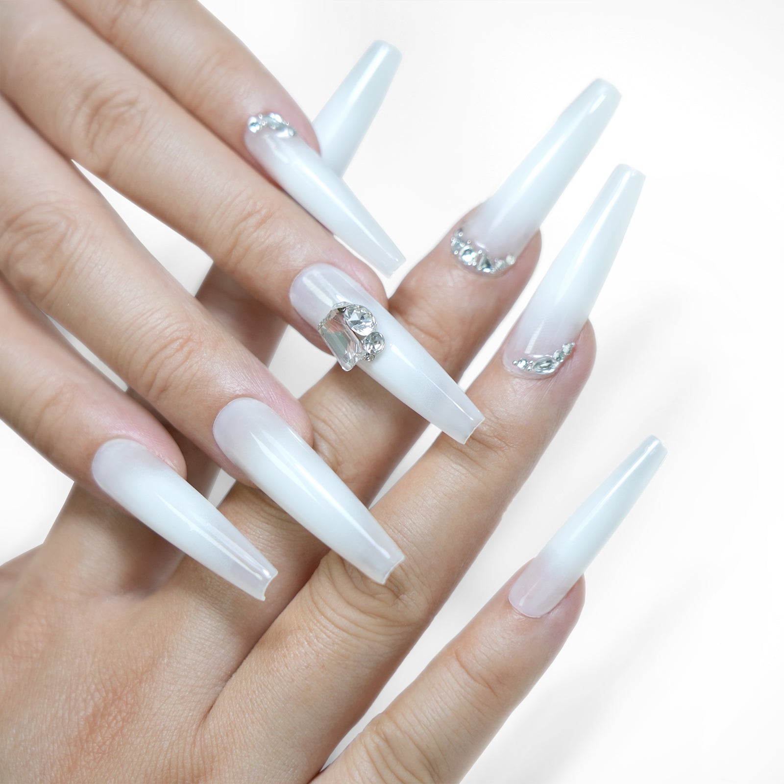 Siva Nail, Diamond Frost, Icy Elegance, Handmade Press on Nails