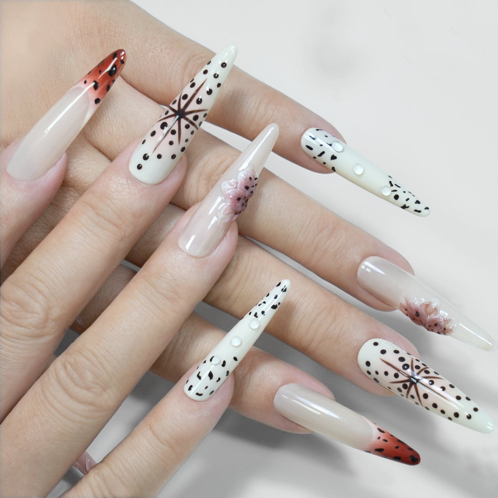 Siva Nail, Wild Charm, Unique Exotic, Almond Handmade Press on Nails