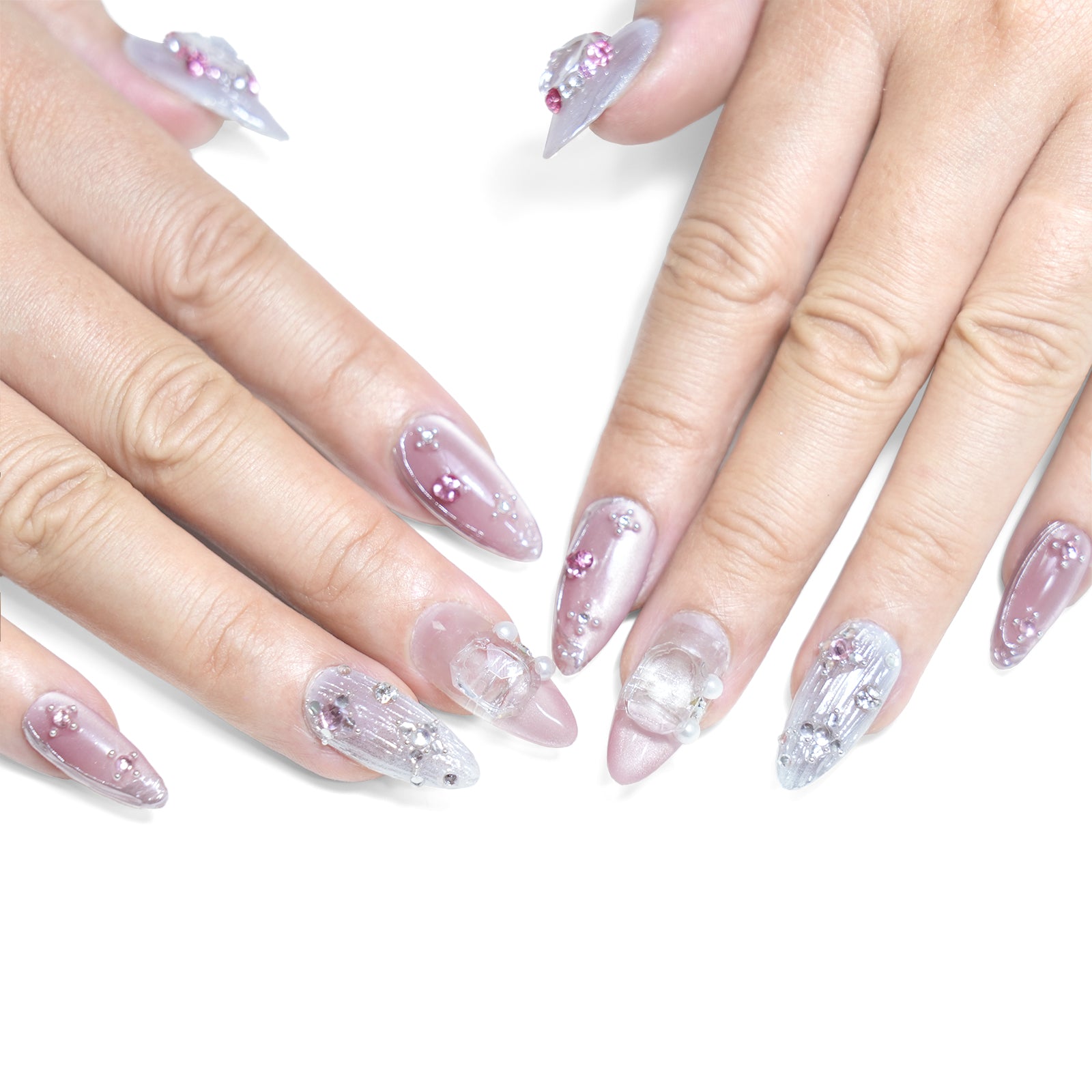 Siva Nail, Royal Pearl, Luxurious Elegance, Handmade Press on Nails