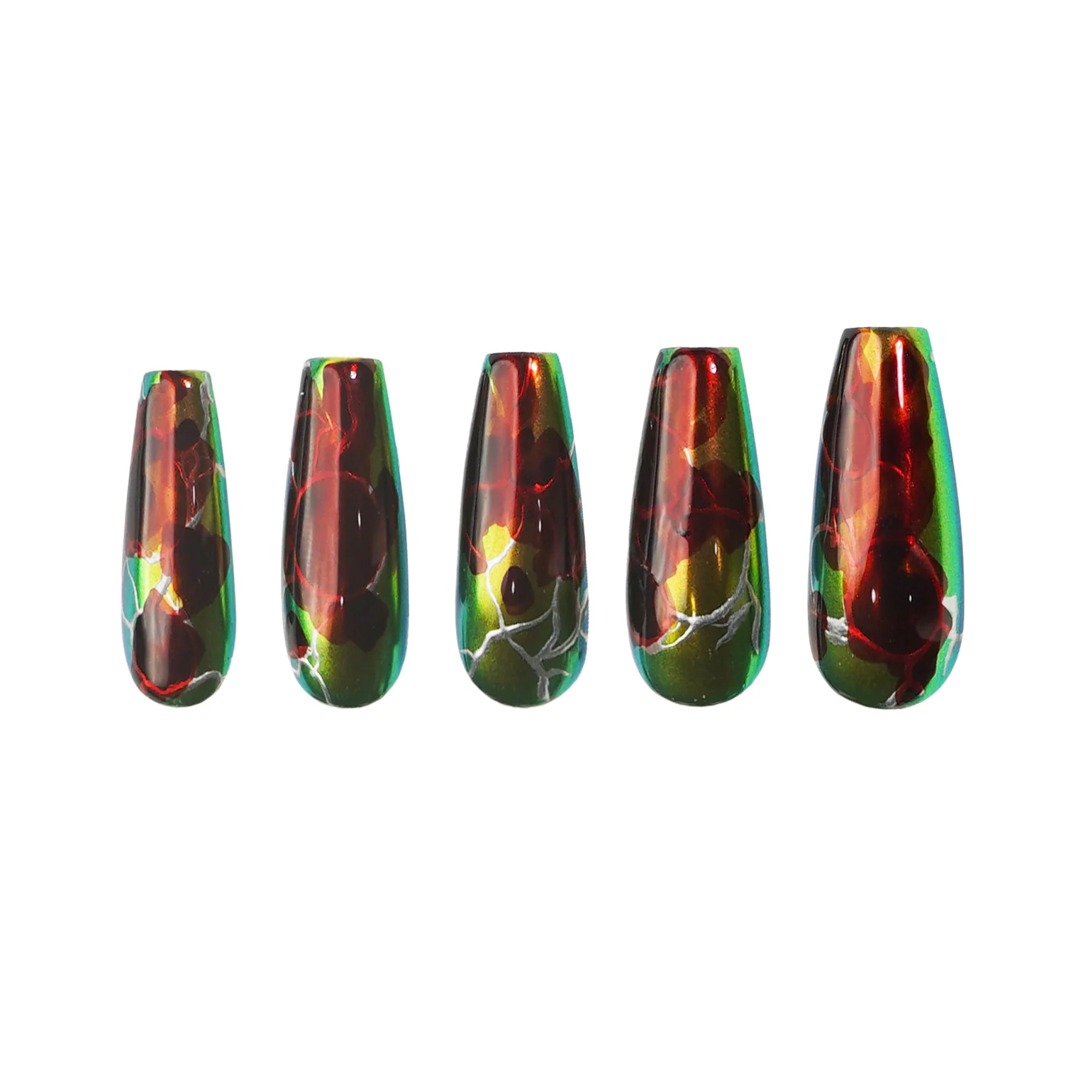 Siva Nail, Scarlet Shine, Bold Elegance, Handmade Press on Nails