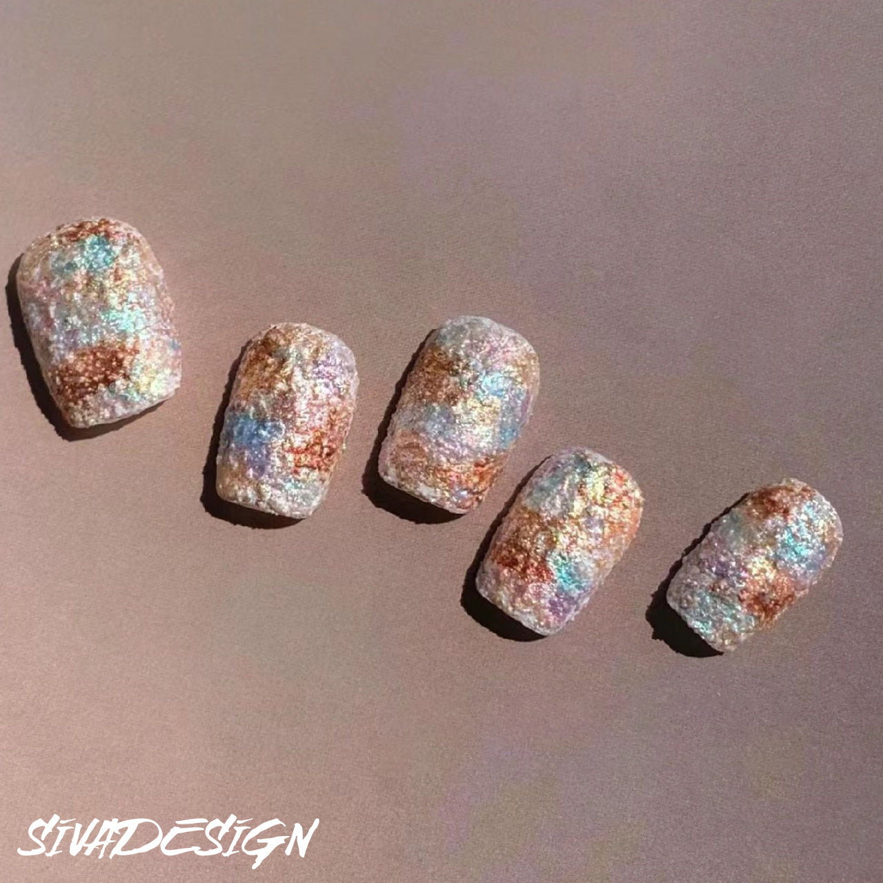Siva Nail, Copper Splash, Textured Style Handmade Press on Nails