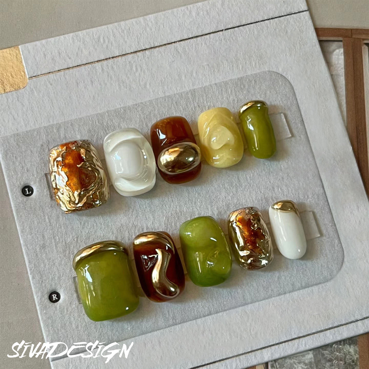 Siva Nail, Opulent Pearls, Jewel Handmade Press on Nails