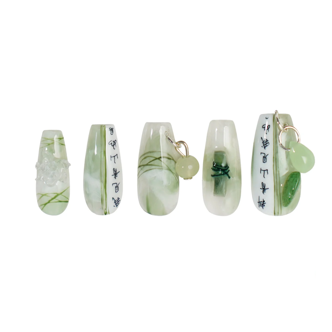 Siva Nail, Bamboo, Chinese Classic Style, Handmade Press on Nails