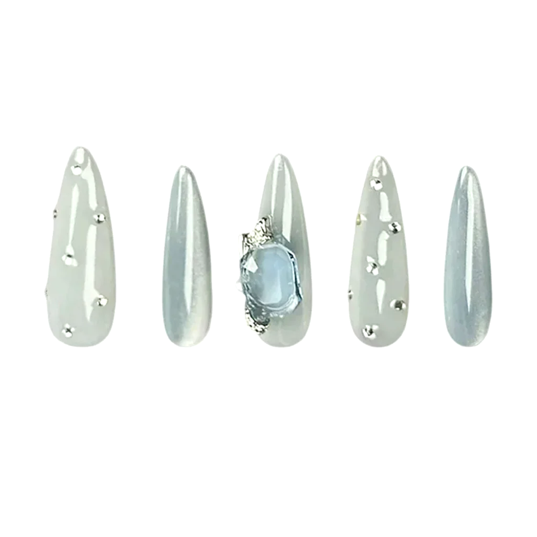 Siva Nail, Chilled Charms, Icy Elegance Style Handmade Press on Nails