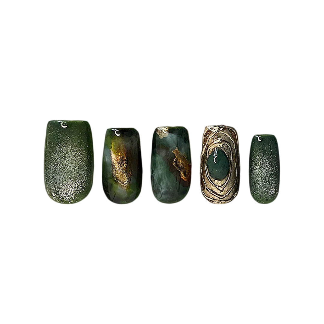 Siva Nail, Deep Woodlands, Nature-Inspired Style Handmade Press on Nails