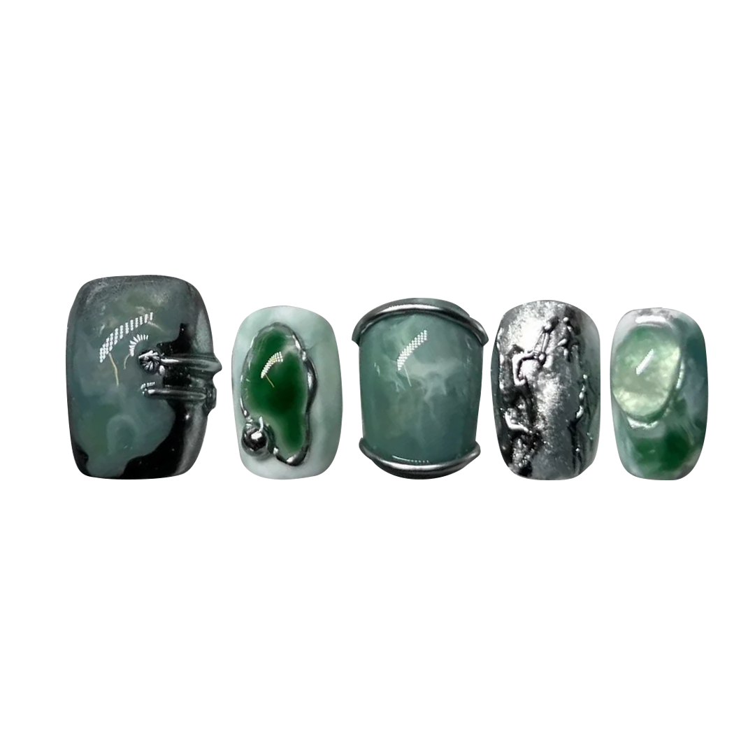 Siva Nail, Emerald Lagoon, Luxury Handmade Press on Nails