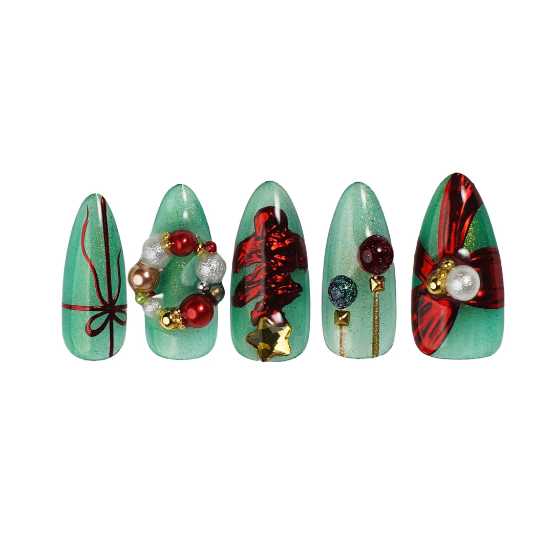 Siva Nail, Evergreen Enchantment, Christmas Wonderland, Handmade Press on Nails