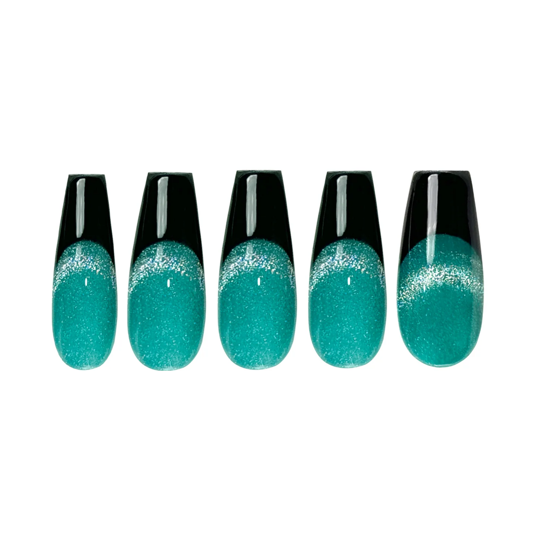 Siva Nail, Frosted Sky Shimmering Gradient French Handmade Press on Nails