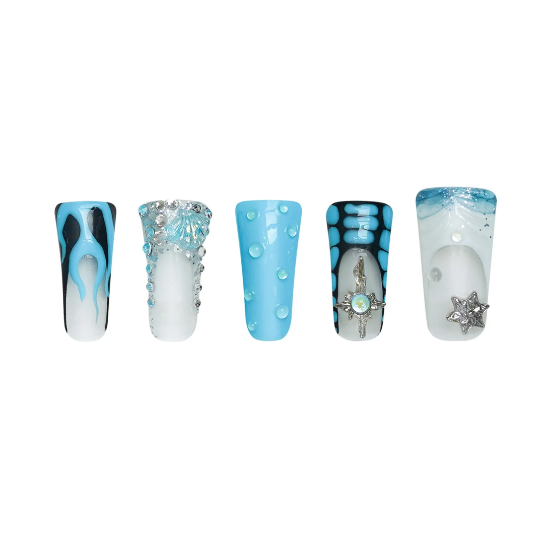 Siva Nail, Frozen Flame, Duck Nails, Handmade Press on Nails