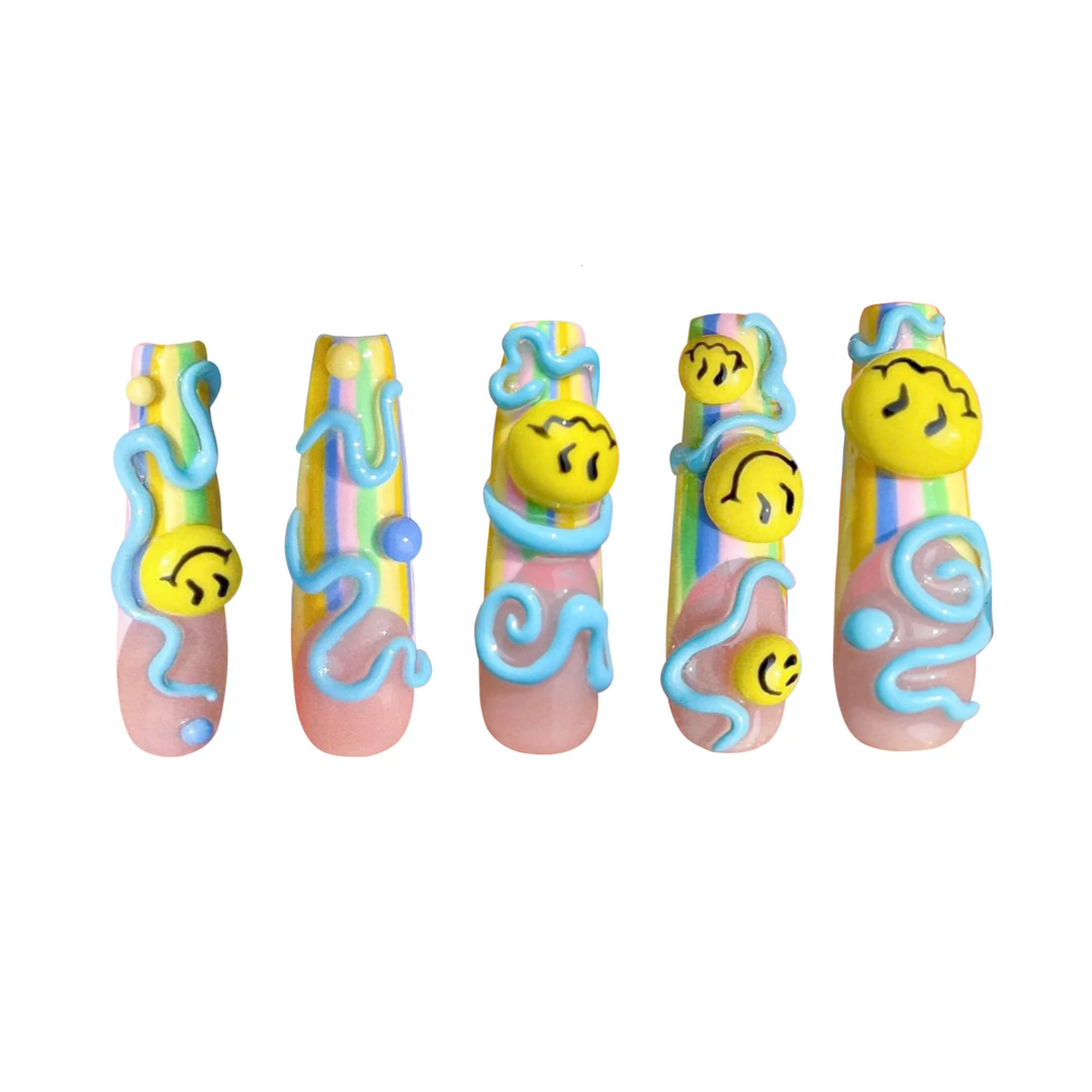 Siva Nail, Funfetti Frolic, Playful 3D Art, Handmade Press on Nails