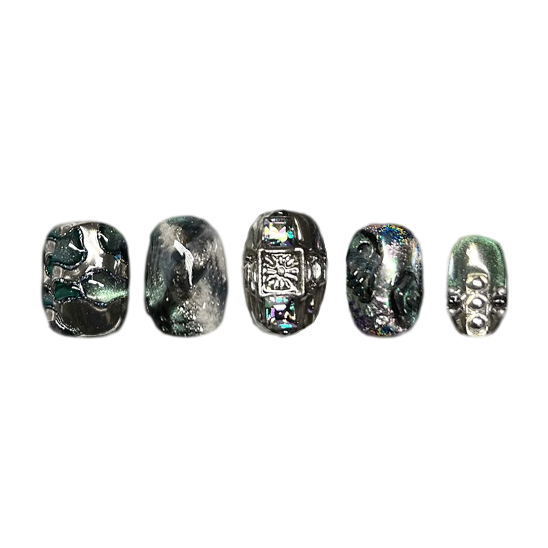 Siva Nail, Galactic Relic, Sci-Fi Handmade Press on Nails
