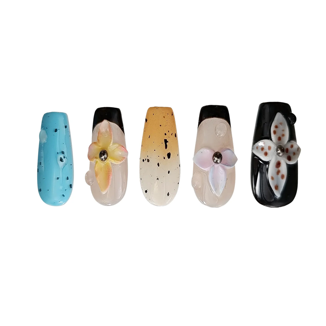 Siva Nail, Petal Breeze, Floral Art, Handmade Press on Nails