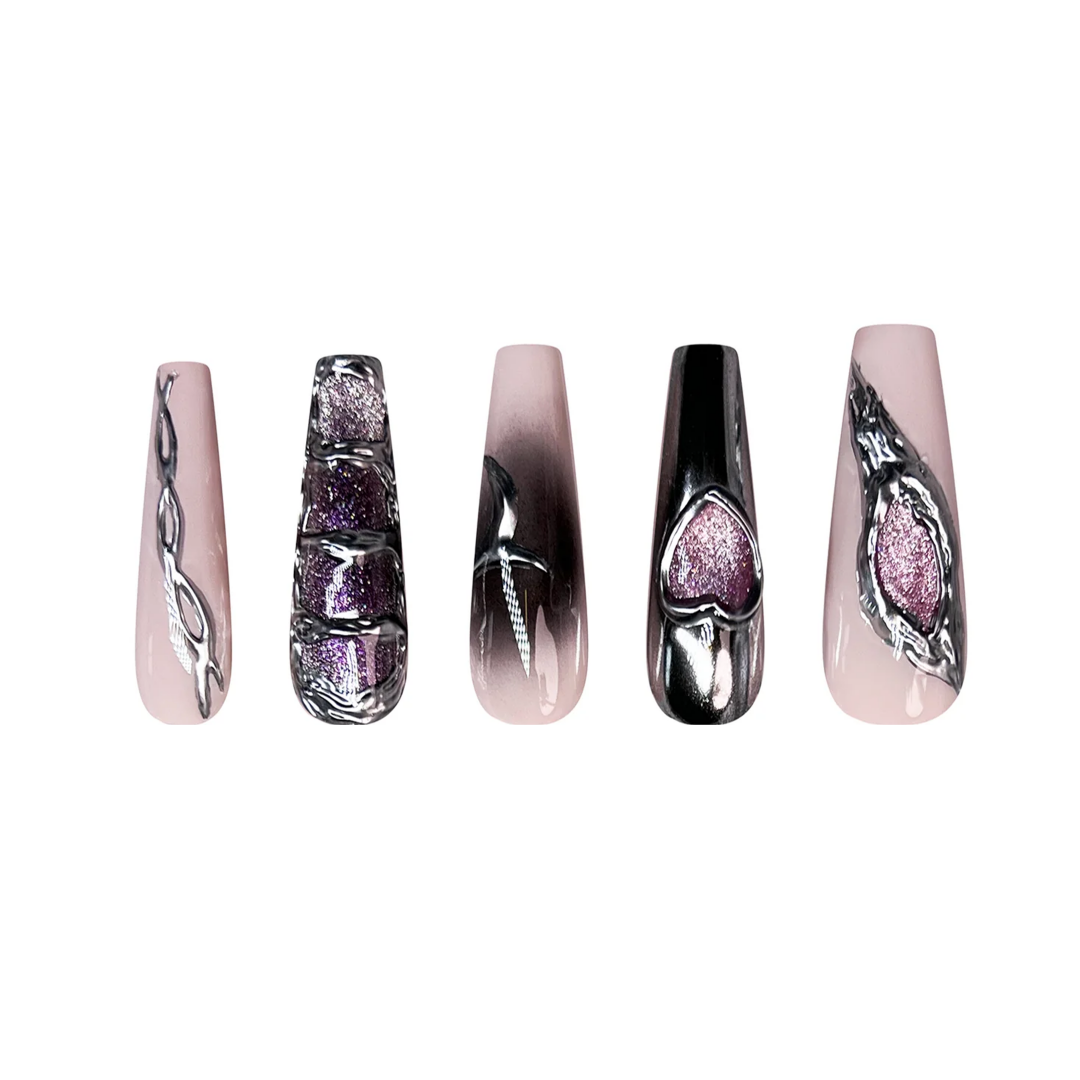Siva Nail, Planet 301, Metallic Chrome, Handmade Press on Nails