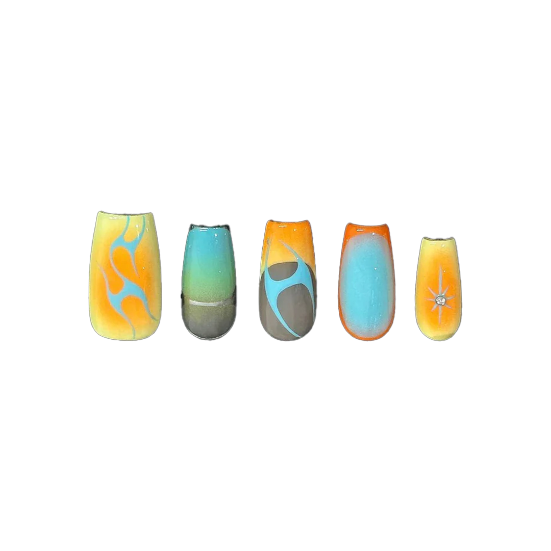 Siva Nail, Solar Wave, Sunset Ombre Handmade Press on Nails