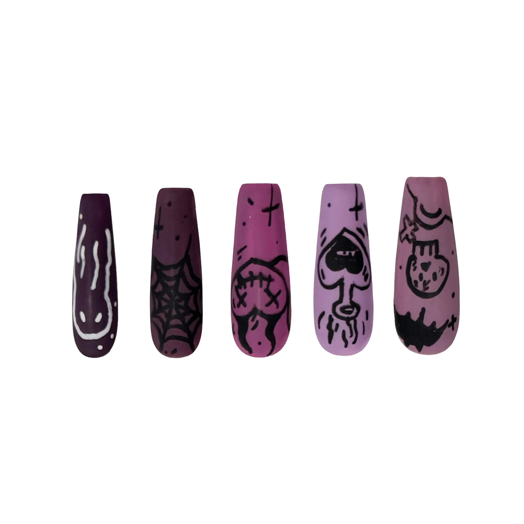 Siva Nail, Spooky Glyphs, Halloween Vibes, Handmade Press on Nails
