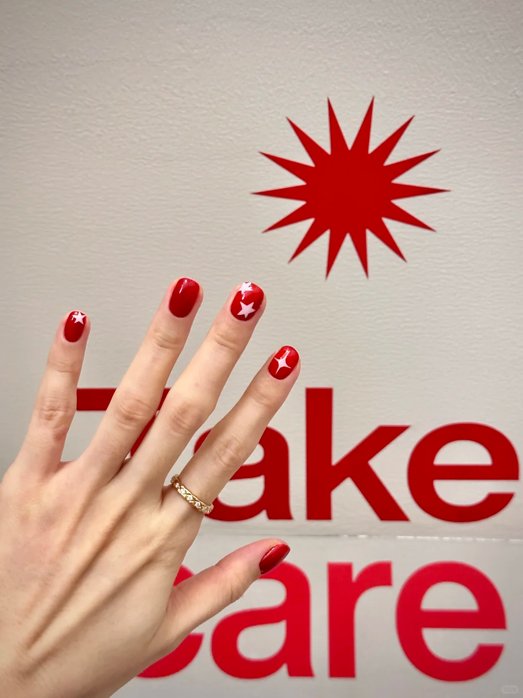Siva Nail, Starburst Red Blue, Patriotic Handmade Press on Nails