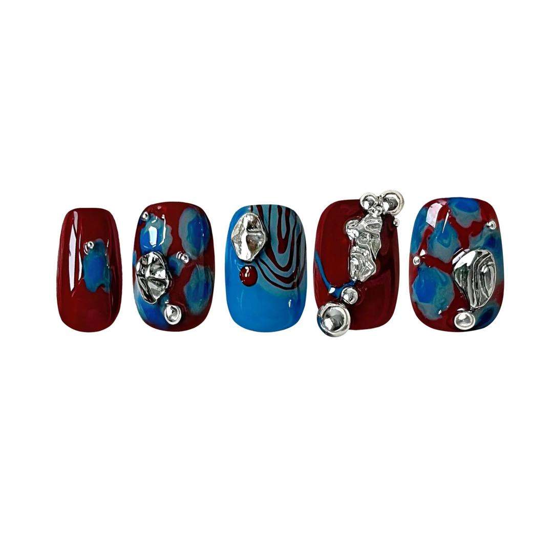 Siva Nail, Stellar Swirl, Cosmic Abstract, Handmade Press on Nails