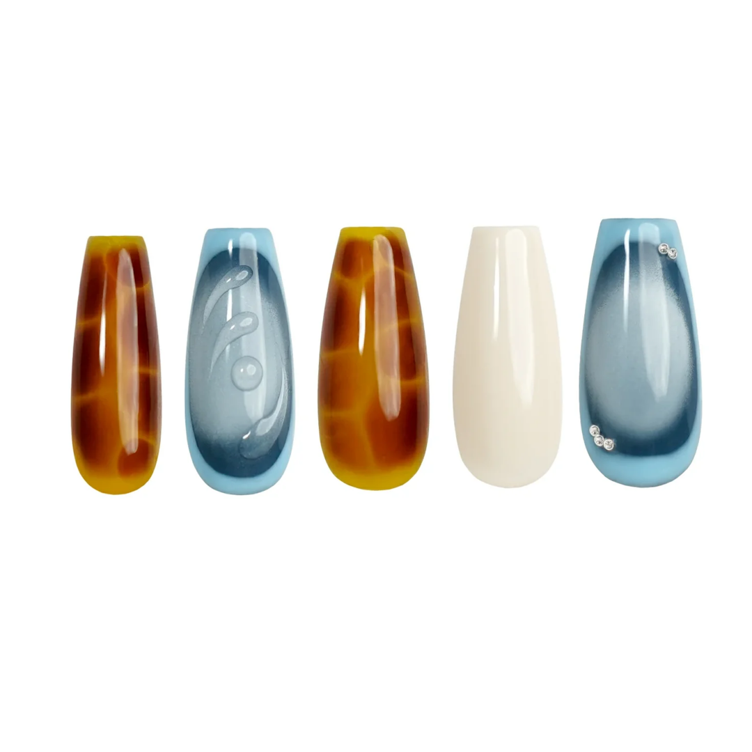 Siva Nail, Vega, Blue Ombr¡§| Press on Nails