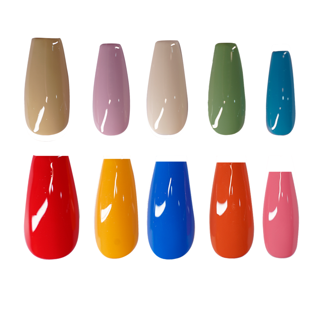 Siva Nail,Vibrant Multicolor Short Square Glossy Handmade Press on Nails
