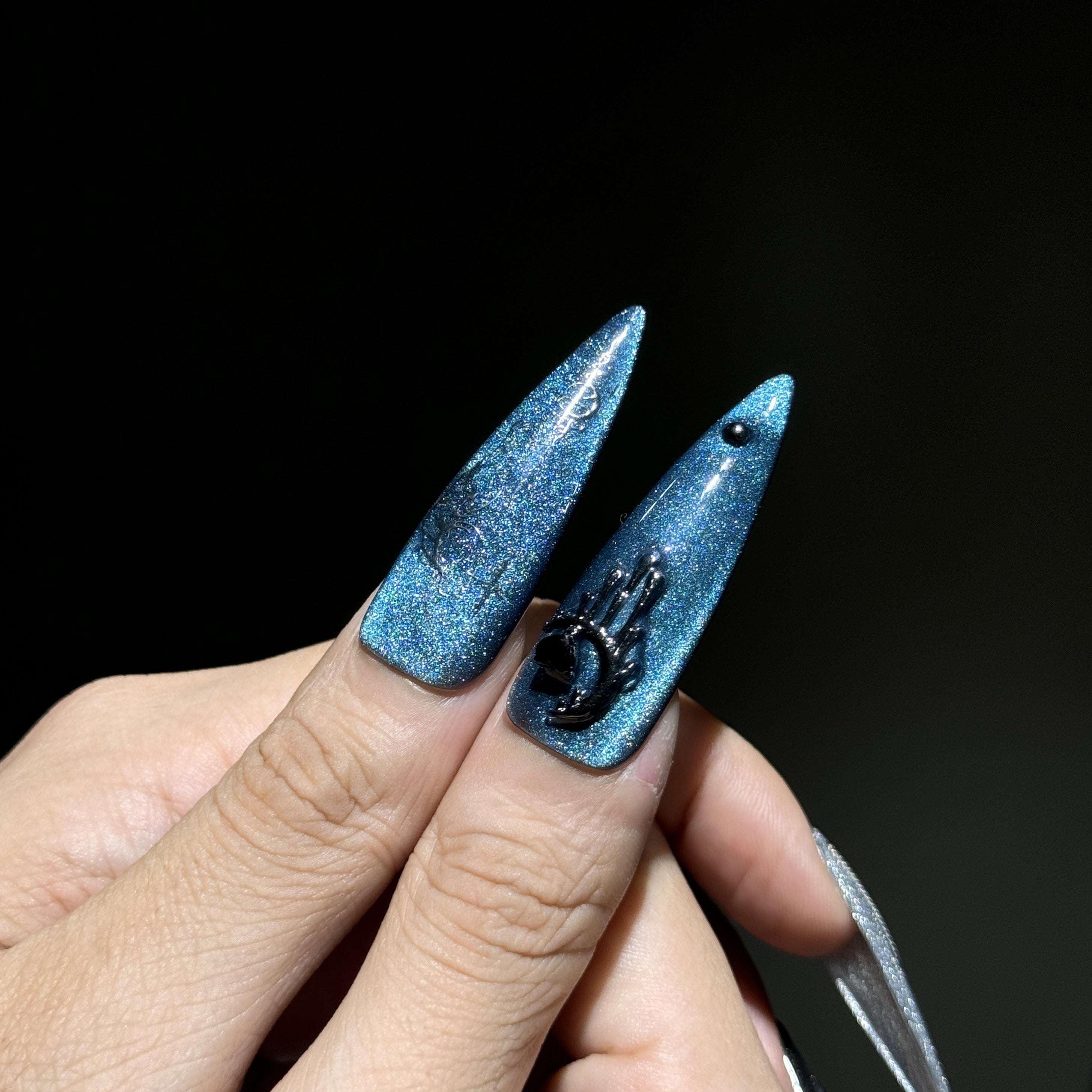 Siva Nail, Galaxy Glow, Metallic Butterfly, Handmade Press on Nails