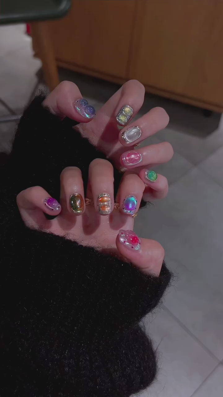 Siva Nail, Dopamine Gummy Armor – 3D Ice-Transparent Wearable Handmade Press on Nails