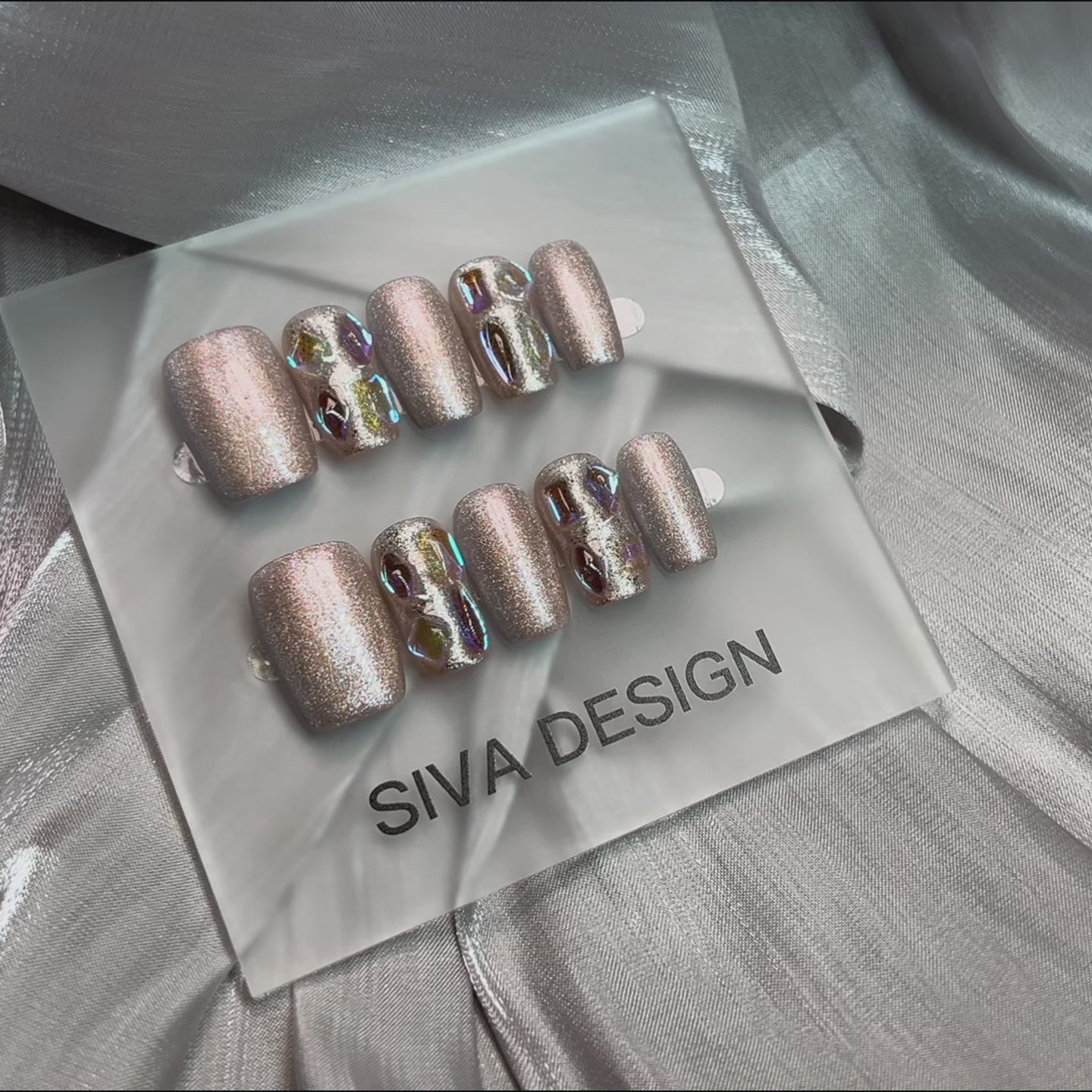 Siva Nail, Velvet Rush, Luxe Sparkle, Handmade Press on Nails