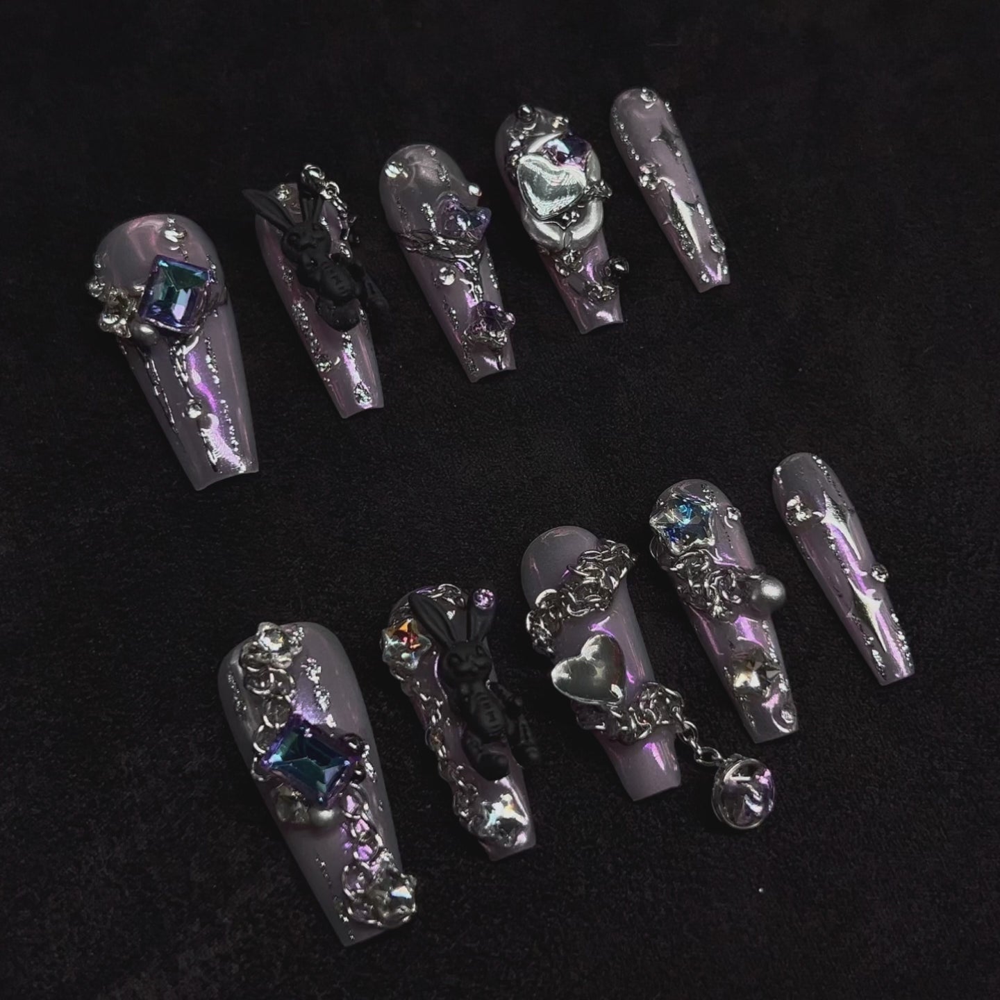 Siva Nail, Rabbit (Purple), Chic Handmade Press on Nails