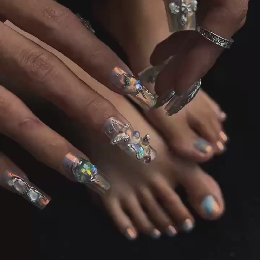 Siva Nail, Spectrum Surge, Prismatic Jewel, Handmade Press on Nails