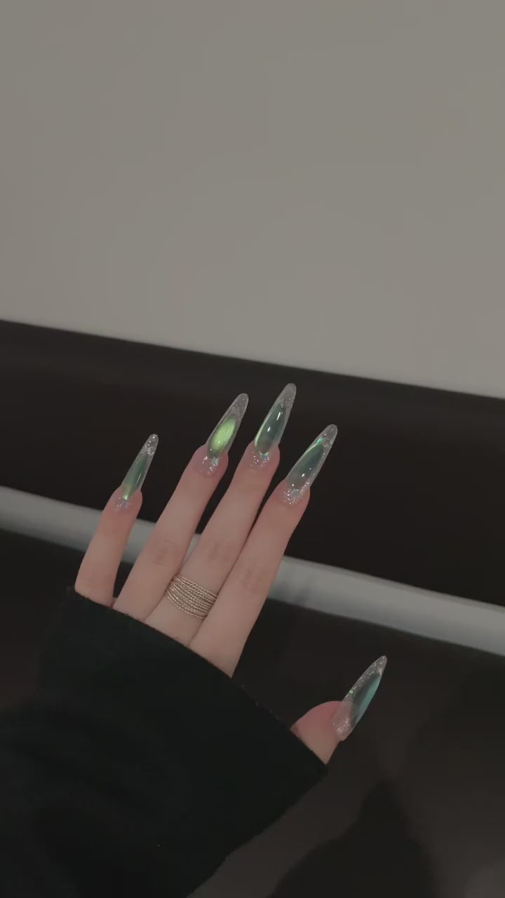 Siva Nail, Blush Pink Glitter - Kissed, Handmade Press on Nails