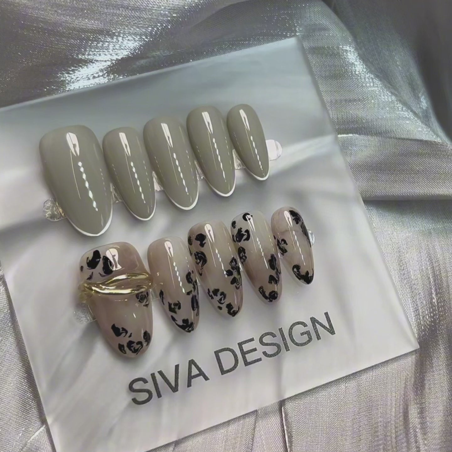 Siva Nail, Polka Dot Parade, Chic Neutral Leopard, Handmade Press on Nails