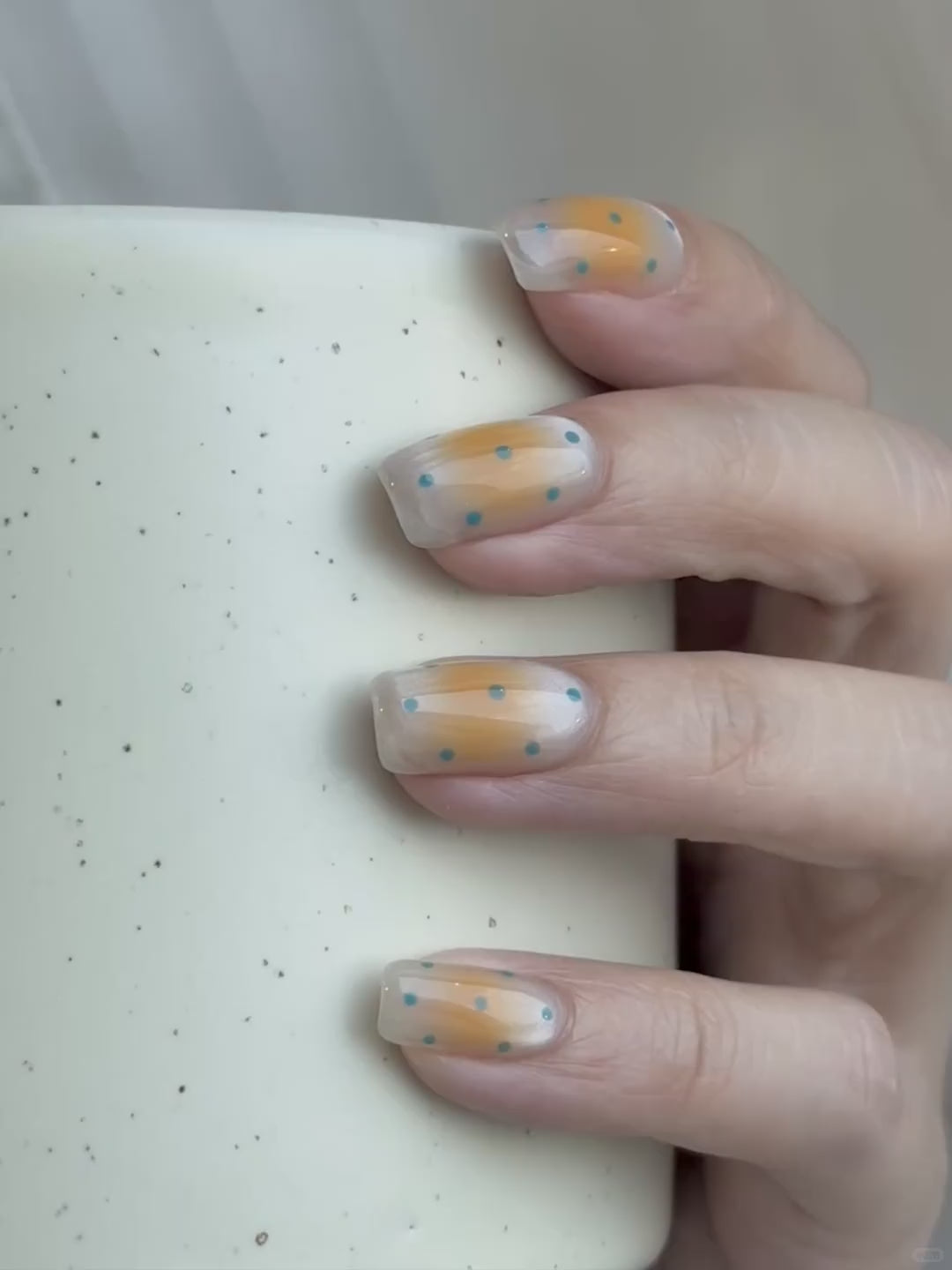 Siva Nail, Dreamy Dotted, Blue Orange Handmade Press on Nails