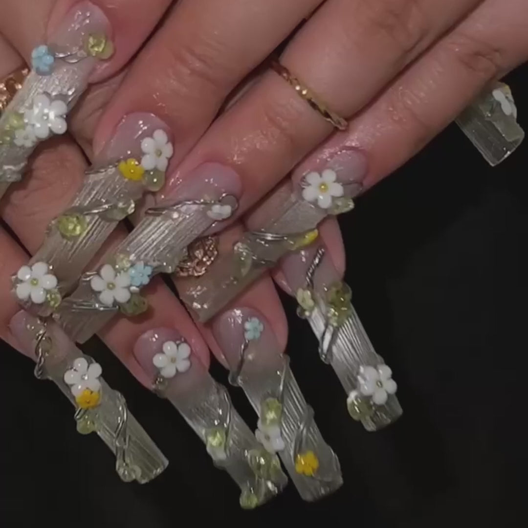 Siva Nail, Flora's Touch, Garden Delight, Handmade Press on Nails