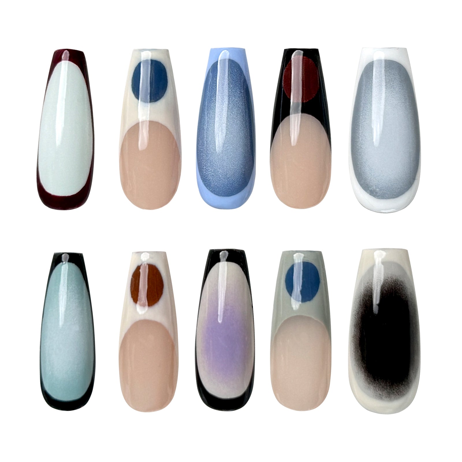Siva Nail, Artistic Modern Dot – Geometric Neutral Handmade Press-On Nails