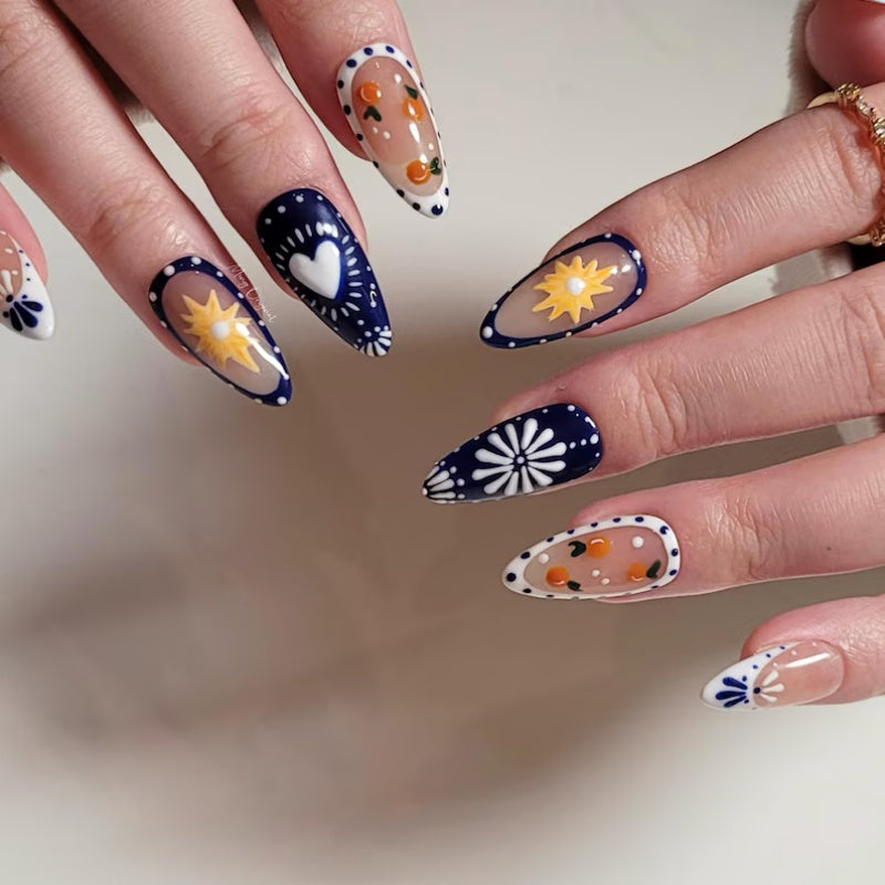 Siva Nail, Boho Patch & Talavera French  – Handmade Press on Nails