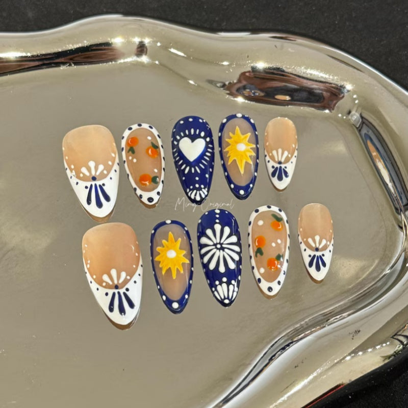 Siva Nail, Boho Patch & Talavera French  – Handmade Press on Nails