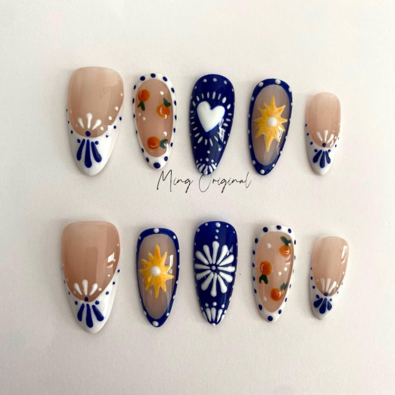 Siva Nail, Boho Patch & Talavera French  – Handmade Press on Nails