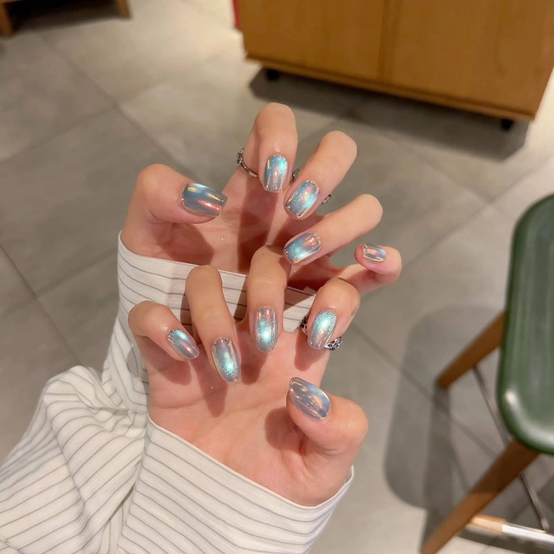 Siva Nail, Celestial Aura Chrome  – Iridescent Handmade Press on Nails