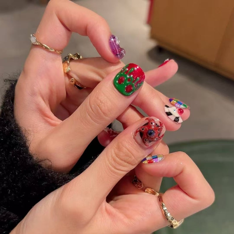 Siva Nail, Circus Ice Drip – Summer Armor Series Handmade Press on Nails